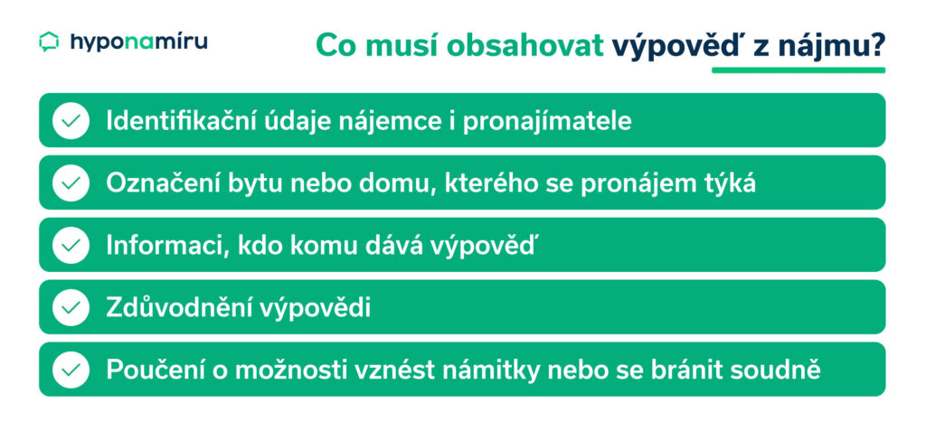Co musí obsahovat výpověď nájemní smlouvy